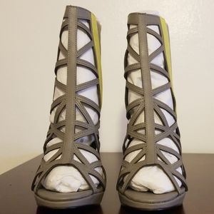 Grey and Yellow Heels